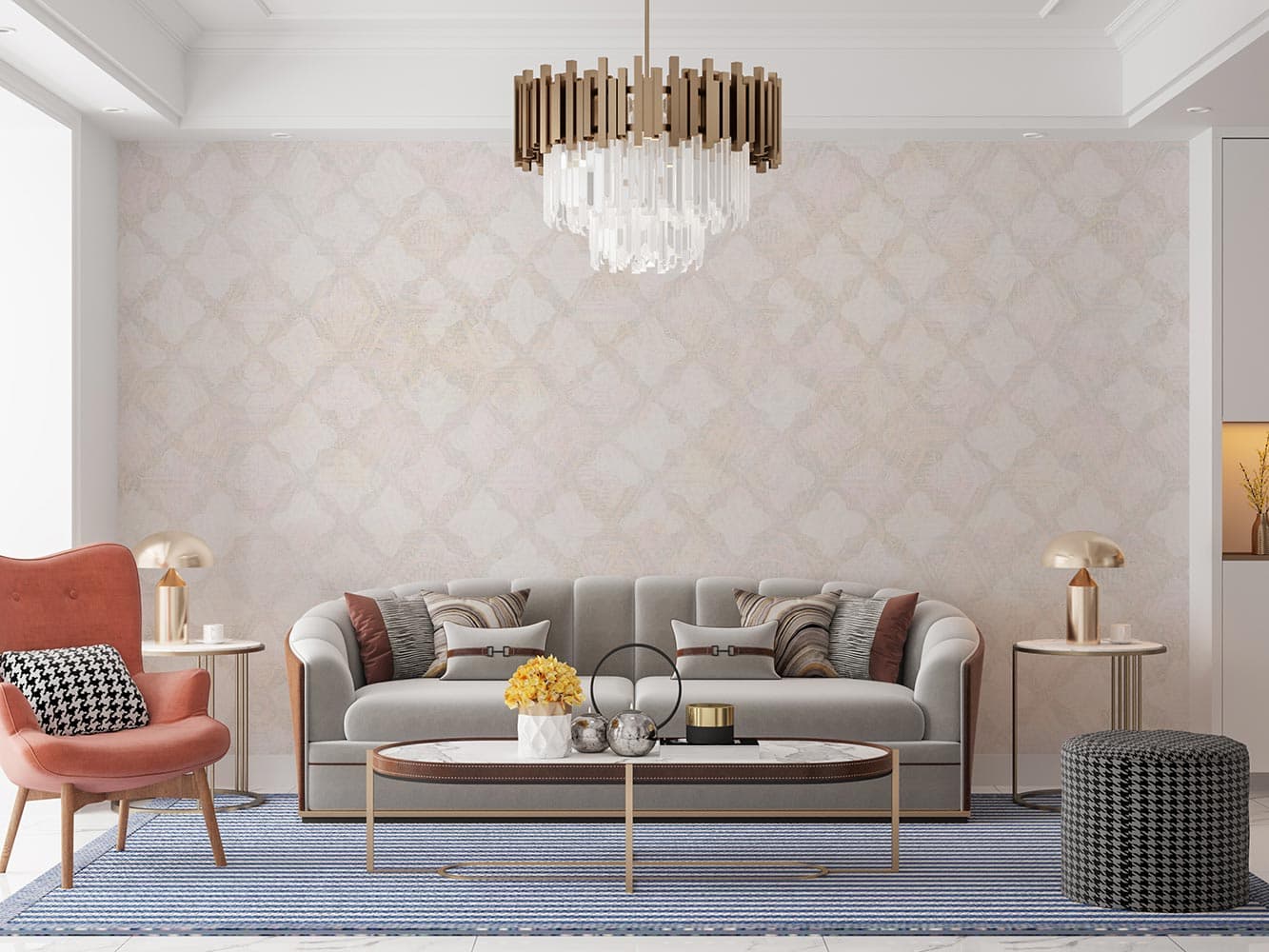 کاغذ دیواری ساده هندسی M12019600 — تصویر ۲