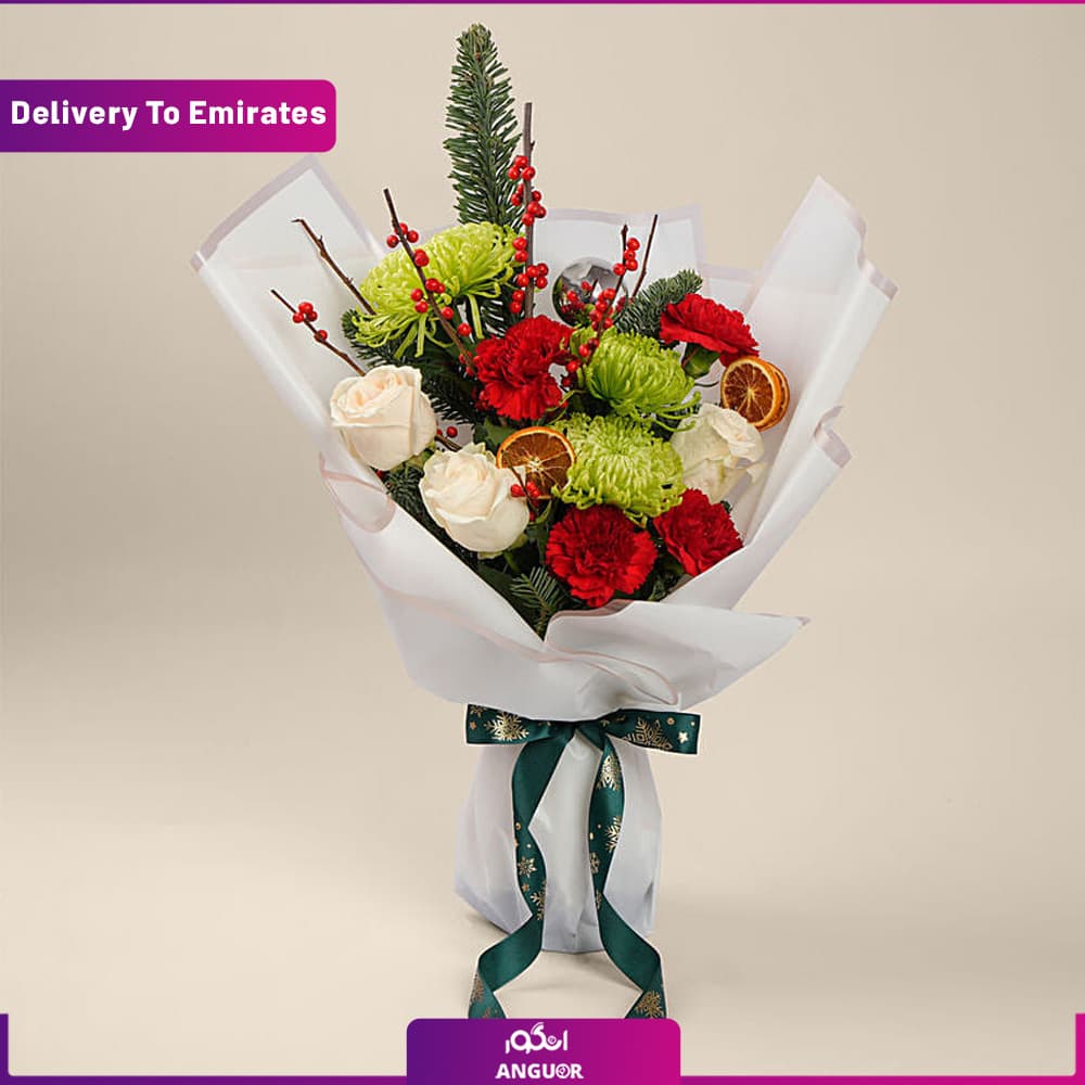 دسته گل سفید کریسمسی (ارسال به دبی و امارات )