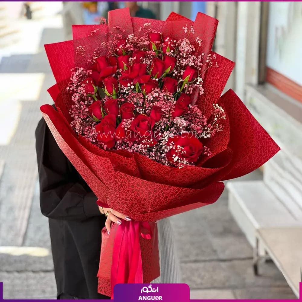 دسته گل رز قرمز 22 شاخه لیانا