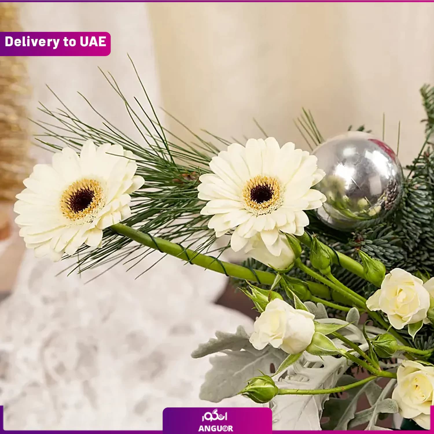 باکس گل‌های برفی کریسمس (ارسال گل به دبی) — تصویر ۳