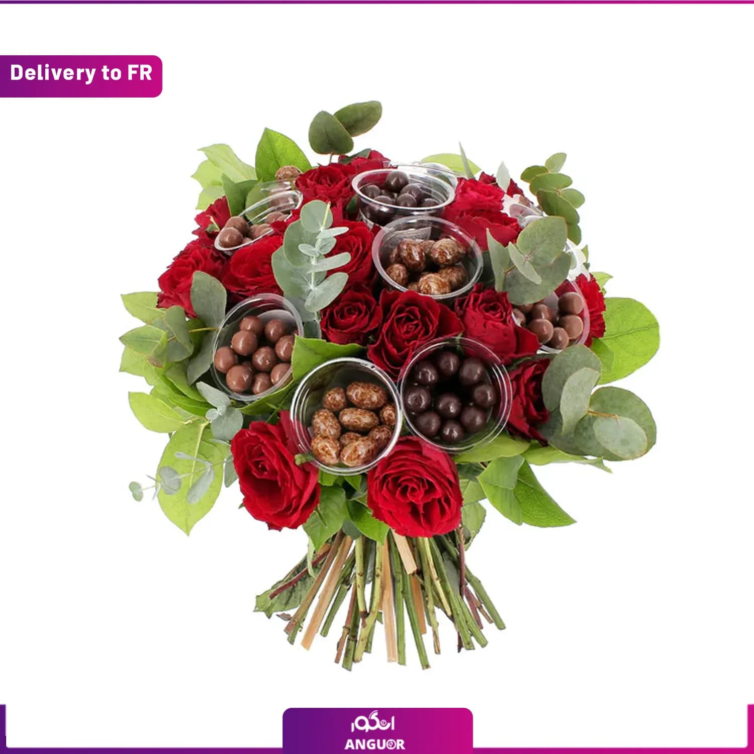 BOUQUET 20 ROSES ROUGES ET CHOCOLATS (Delivery to France)