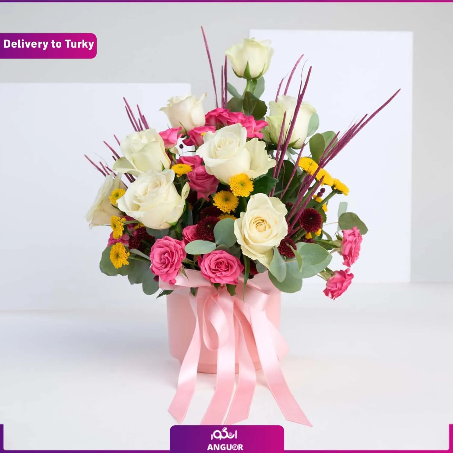 باکس گل رز سفید (ارسال گل به ترکیه)