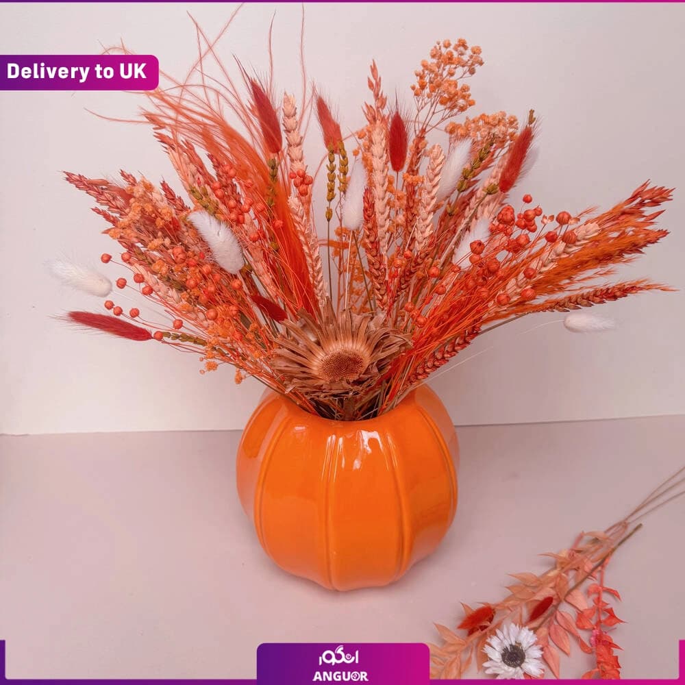 Pumpkin Vase With Dried Flowers (Delivery to UK)
