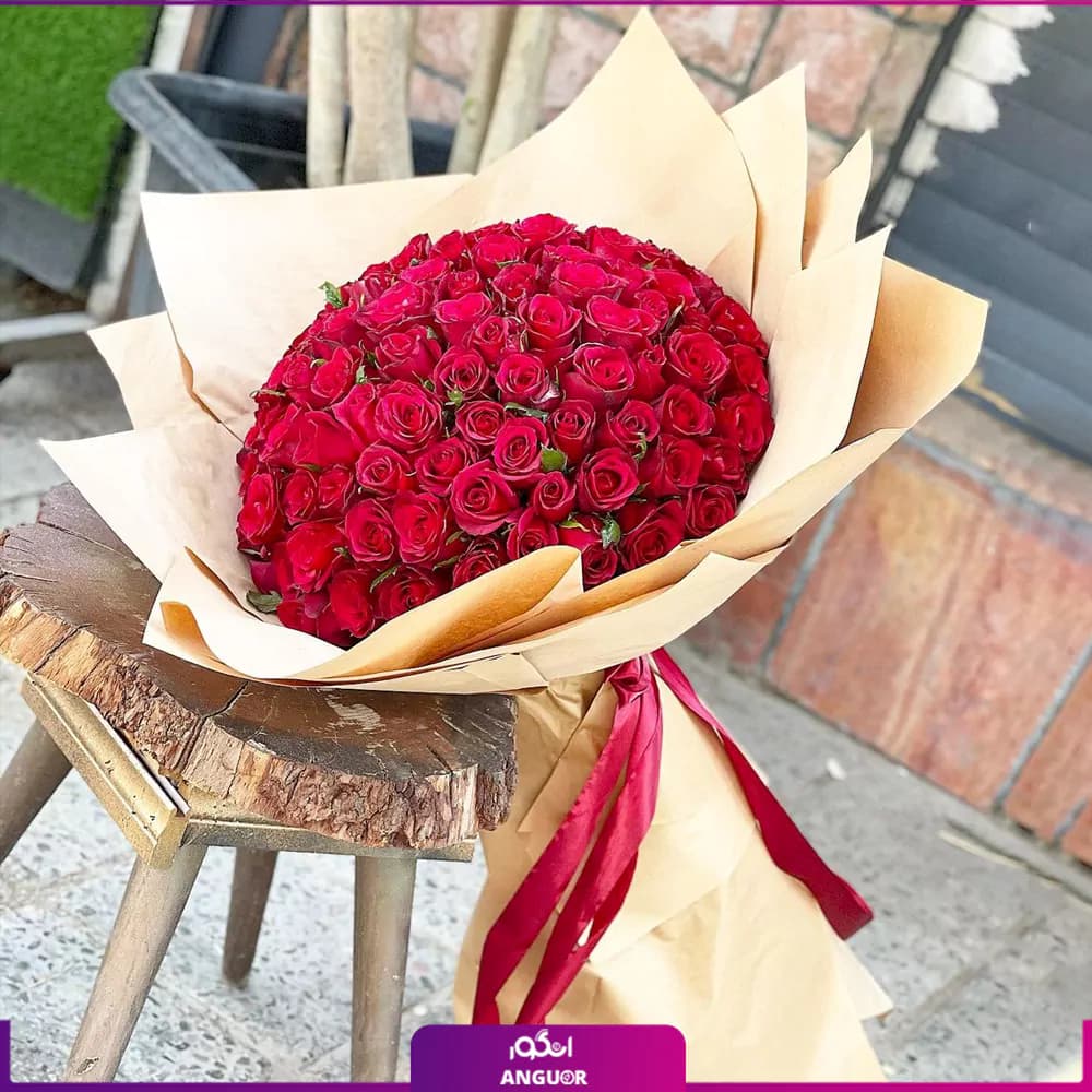 دسته گل رز قرمز هلندی 70 شاخه دلارام