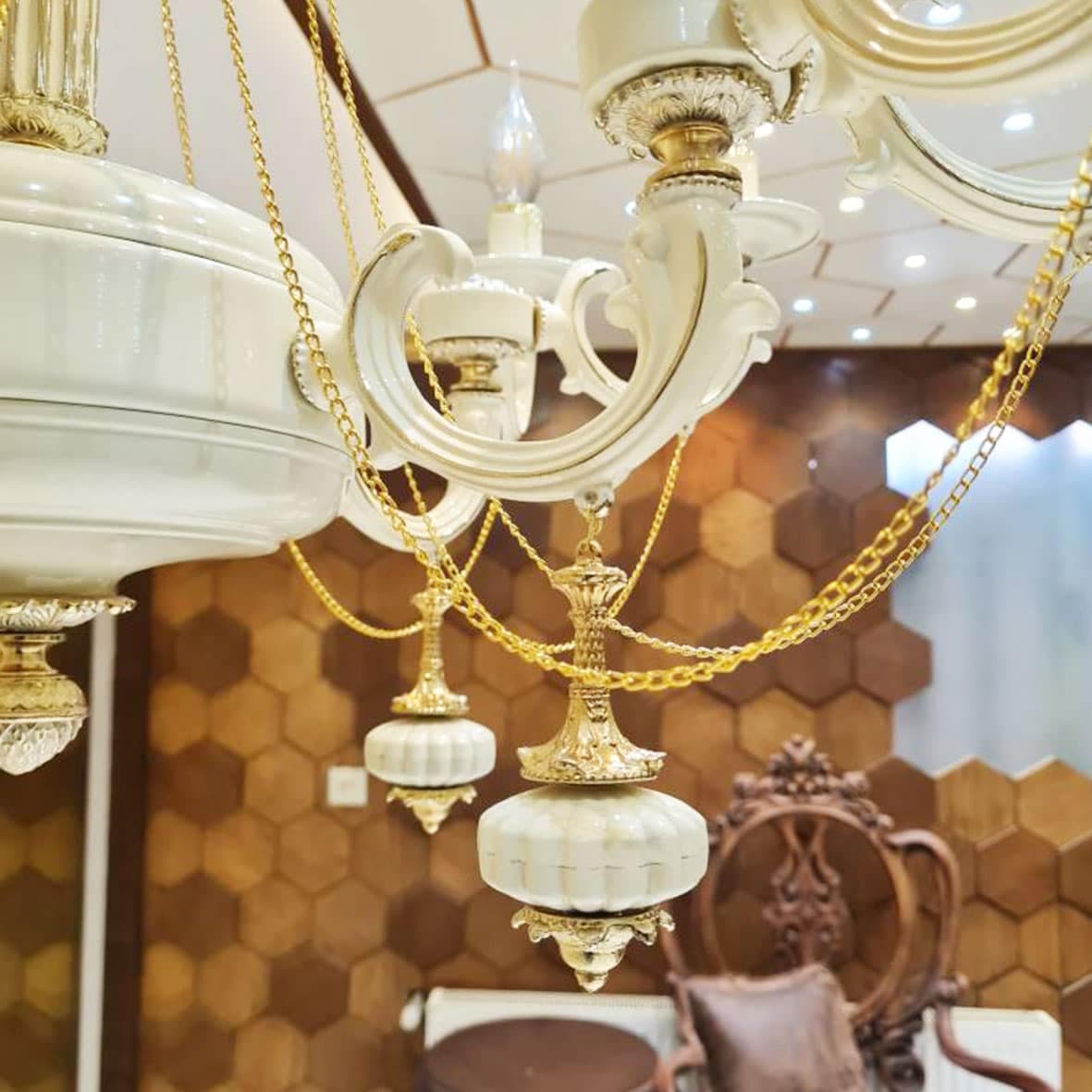 لوستر نئوکلاسیک مینیمال L1659-5 | خرید لوستر ۱۰ شاخه مدرن لوسترسازان — تصویر ۳