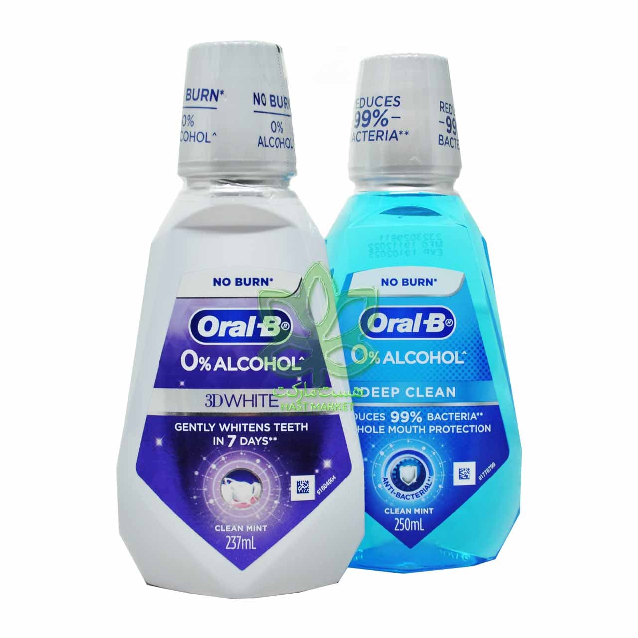 دهانشویه سفید کننده دندان 3D White نعنایی بدون الکل 230 میل اورال بی – OralB — تصویر ۲