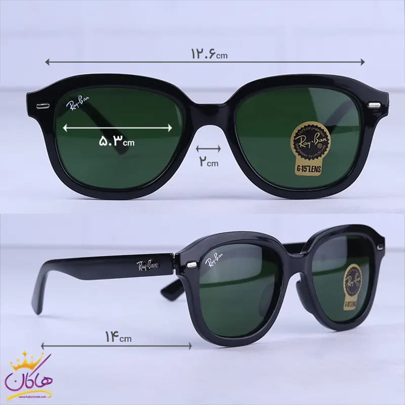 عینک آفتابی ری بن زنانه مشکی شیشه سبز RB 4398/1 — تصویر ۲