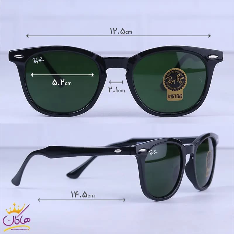 عینک آفتابی ری بن زنانه مشکی شیشه سبز RB 2298/1 — تصویر ۲