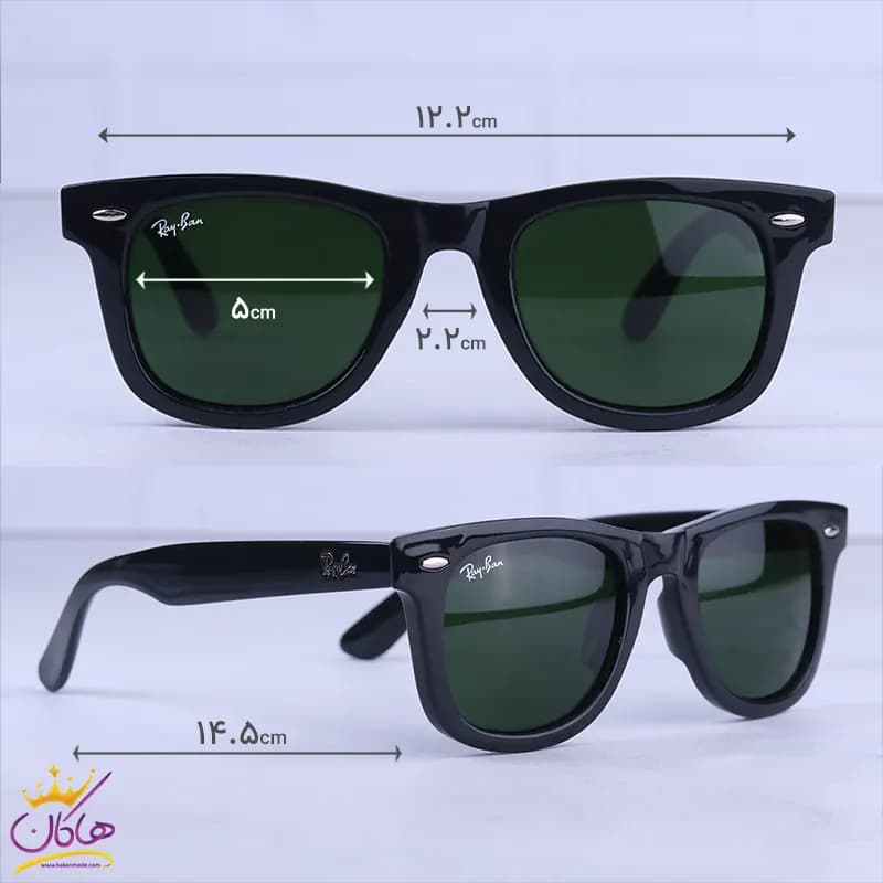 عینک آفتابی ری بن زنانه مشکی شیشه سبز RB R2140/1S — تصویر ۲
