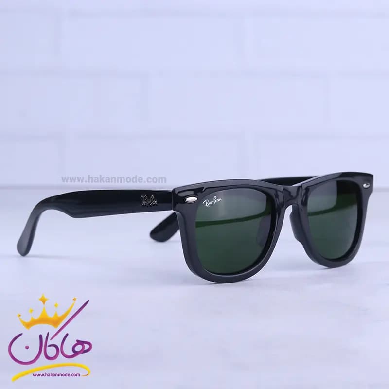 عینک آفتابی ری بن زنانه مشکی شیشه سبز RB R2140/1S — تصویر ۴
