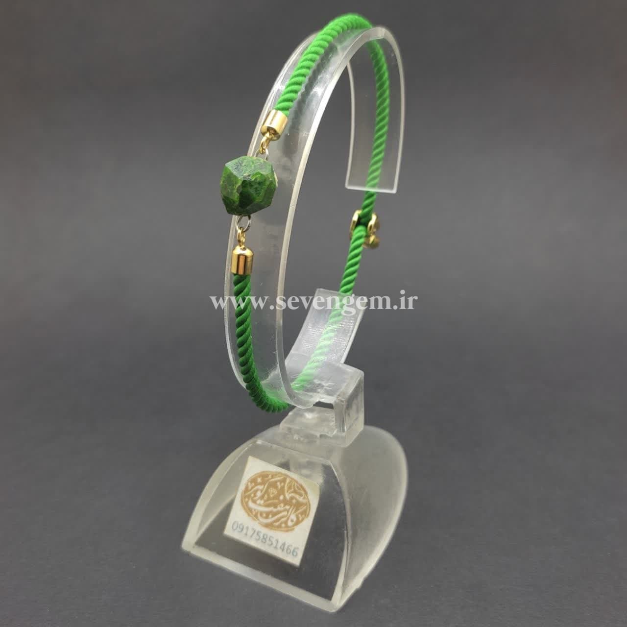 دستبند زنانه سنگ گارنت سبز (کد60) — تصویر ۲