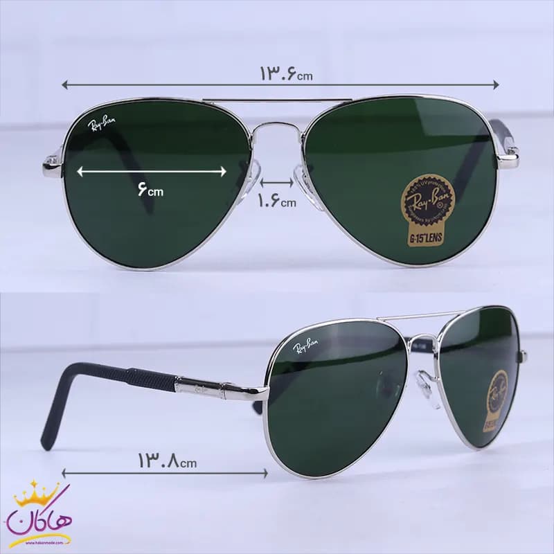 عینک آفتابی ری بن مردانه فلزی فریم خلبانی RB 5229/1 — تصویر ۲