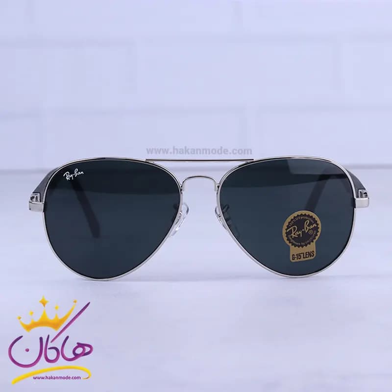 عینک آفتابی ری بن مردانه نقره ای شیشه مشکی RB 5289/1