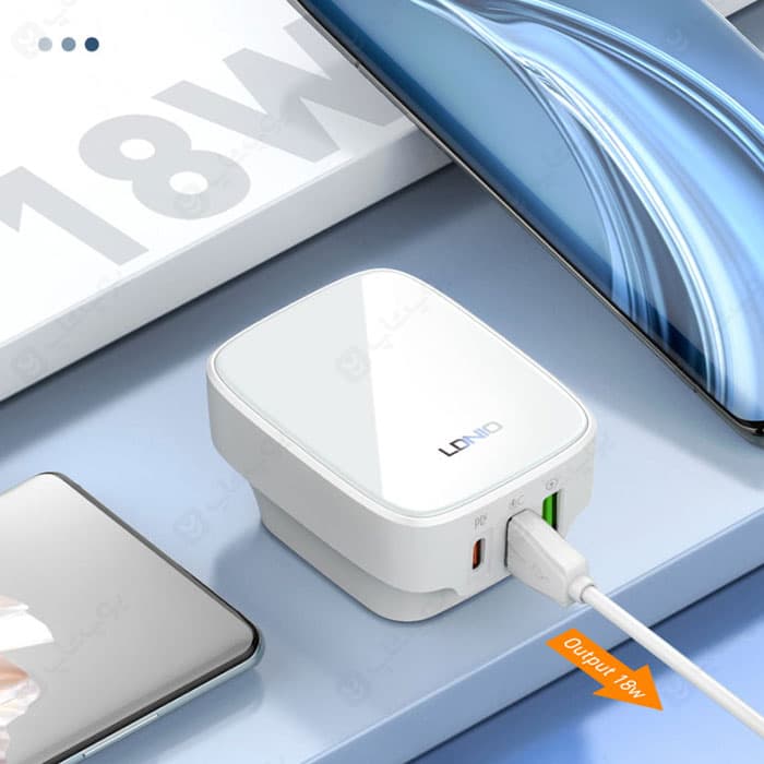 شارژر دیواری 32W الدینیو مدل Q334 با کابل USB به تایپ C به طول 1 متر — تصویر ۳
