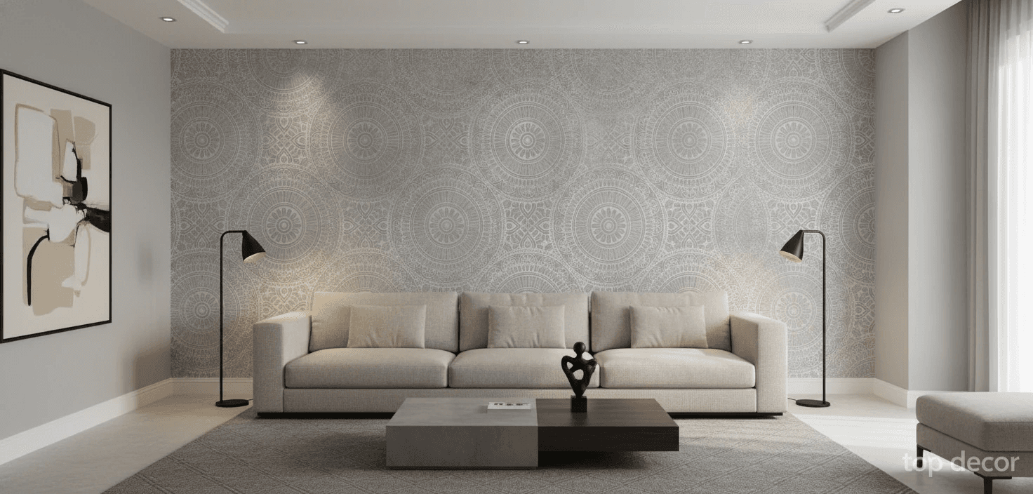 پوستر دیواری طرح ماندالا طوسی مدل Silver Mandala Pattern — تصویر ۲