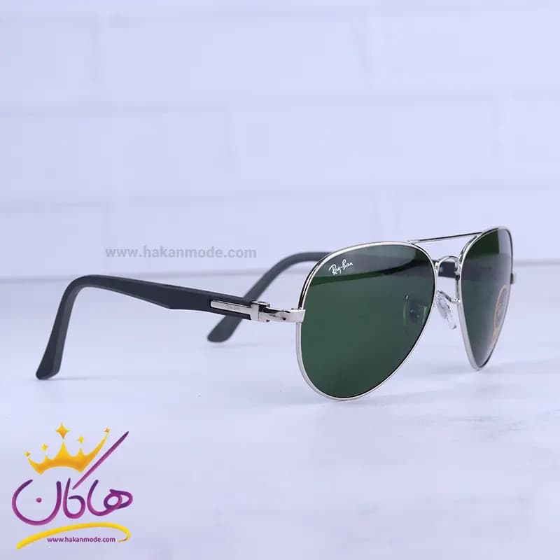 عینک آفتابی ری بن مردانه نقره ای شیشه سبز RB 5289/2 — تصویر ۴