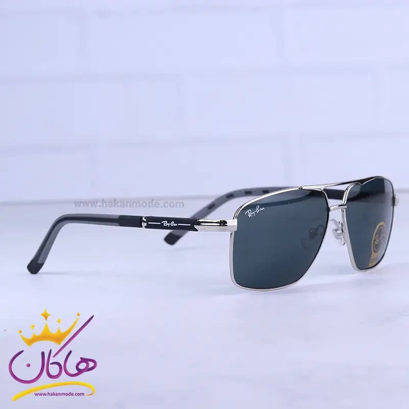عینک آفتابی ری بن مردانه فلزی شیشه مشکی RB 9713/2 — تصویر ۴