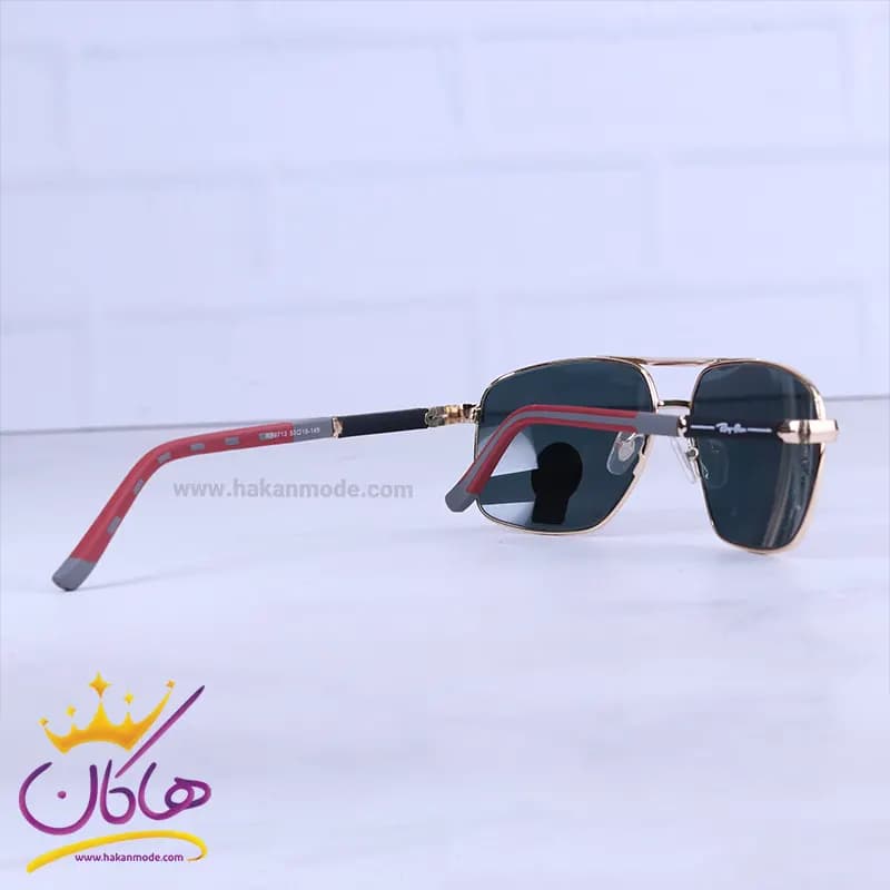عینک آفتابی ری بن مردانه فریم فلزی طلایی RB 9713/1 — تصویر ۳