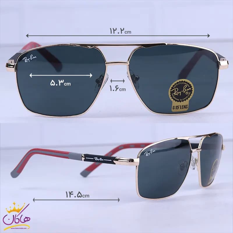 عینک آفتابی ری بن مردانه فریم فلزی طلایی RB 9713/1 — تصویر ۲