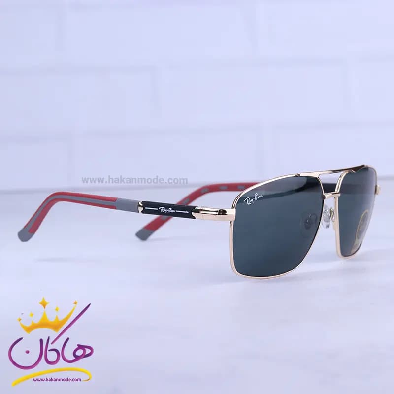 عینک آفتابی ری بن مردانه فریم فلزی طلایی RB 9713/1 — تصویر ۴