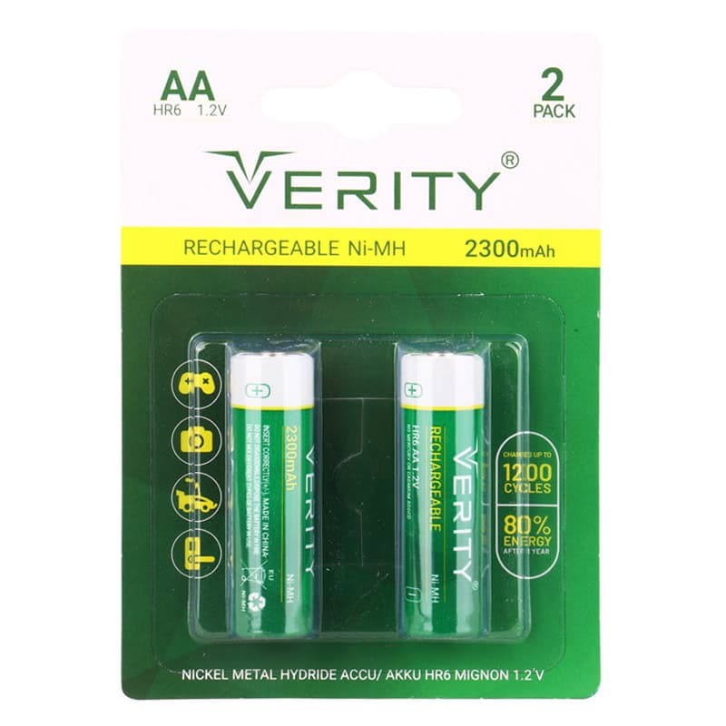 باتری قابل شارژ 2300mAh قلمی وریتی بسته 2 تایی اندازه AA