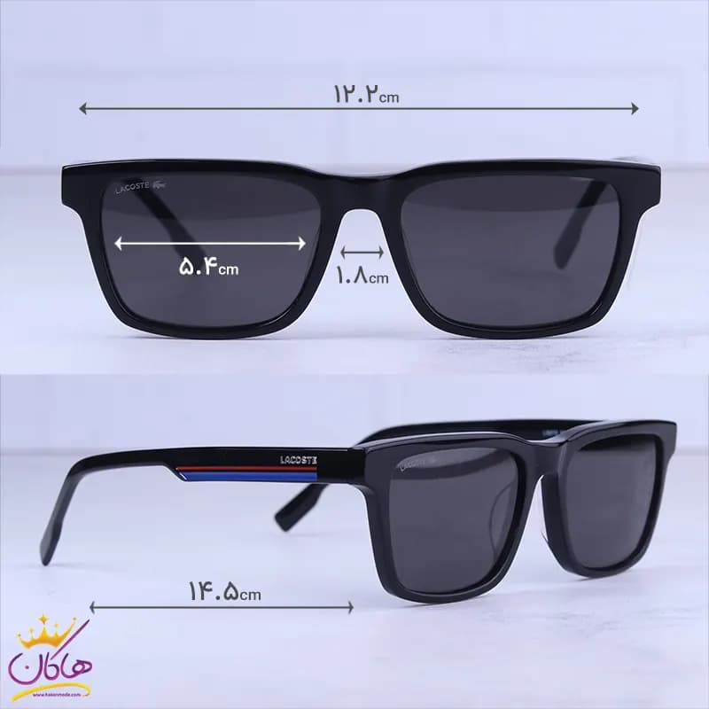 عینک آفتابی لاگوست مردانه فریم مستطیل مشکی L 997S/1 — تصویر ۲