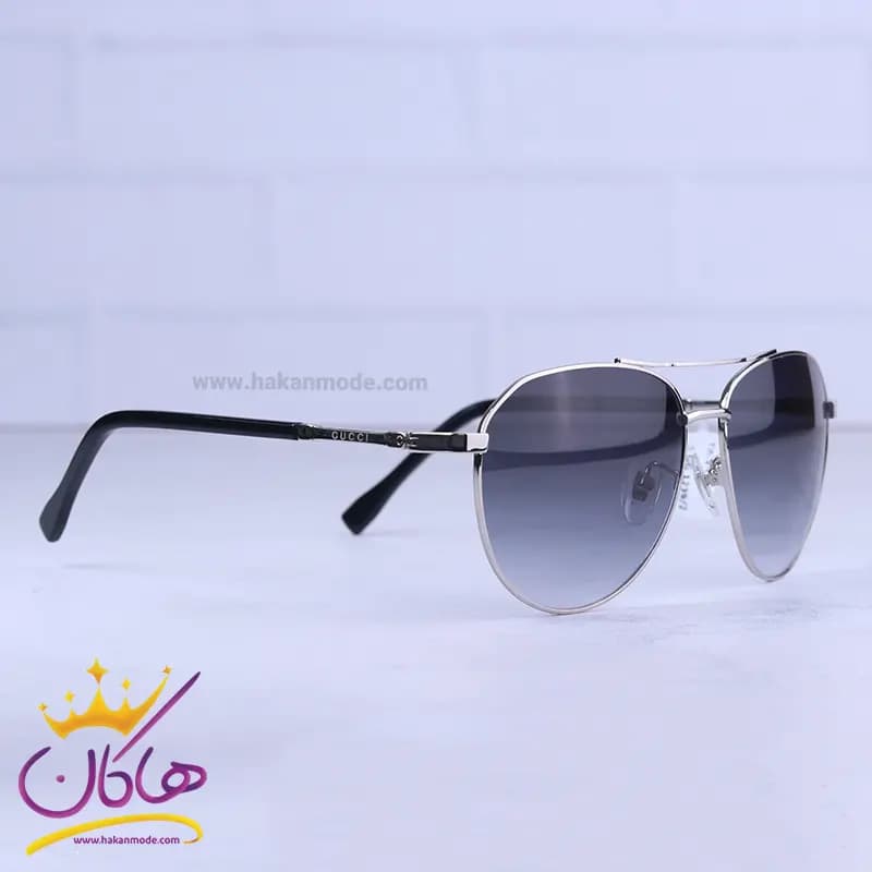 عینک آفتابی گوچی مردانه فریم نقره ای خلبانی GG 1239/2 — تصویر ۴