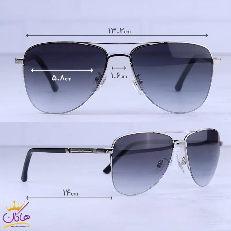عینک آفتابی گوچی مردانه نیم فریم خلبانی GG 1240/2 — تصویر ۲