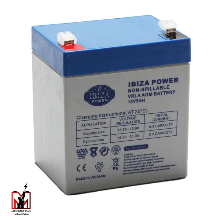 باتری یو پی اس 12 ولت 5 آمپر ایبیزا مدل 12V5AH ساخت ویتنام