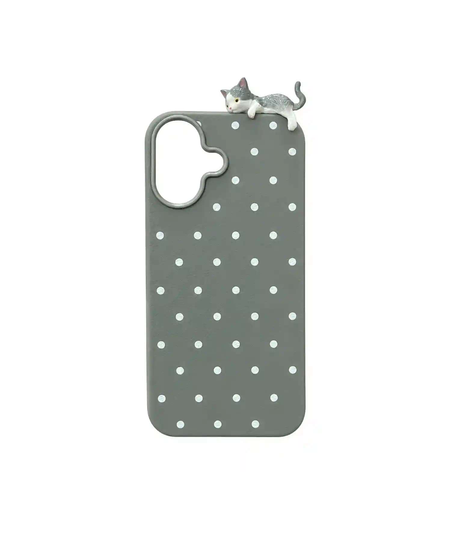 قاب طرح چرم خال دار با فیگور گربه گوشی موبایل Iphone 16