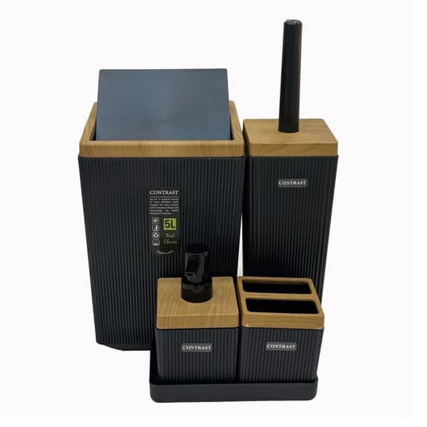 ست بهداشتی 5 پارچه دوری کنتراست مشکی چوب