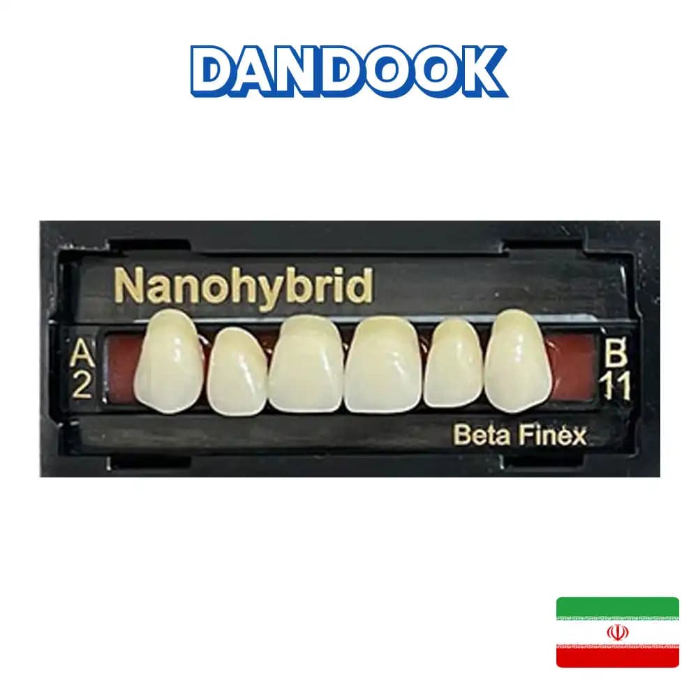 دست دندان مصنوعی فینکس قدامی بالا ۶ عددی بتادنت Finex Anterior Denture Teeth