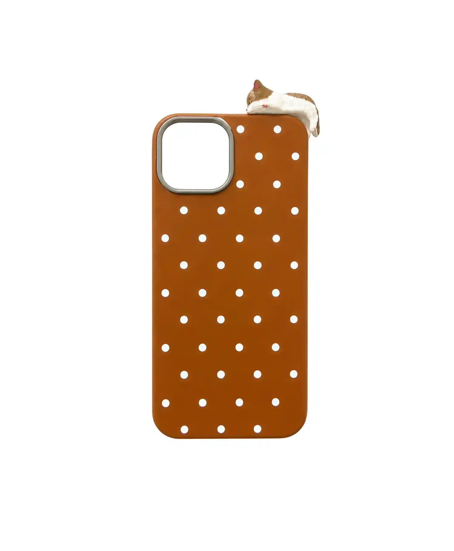قاب طرح چرم خال دار با فیگور گربه گوشی موبایل Iphone 13