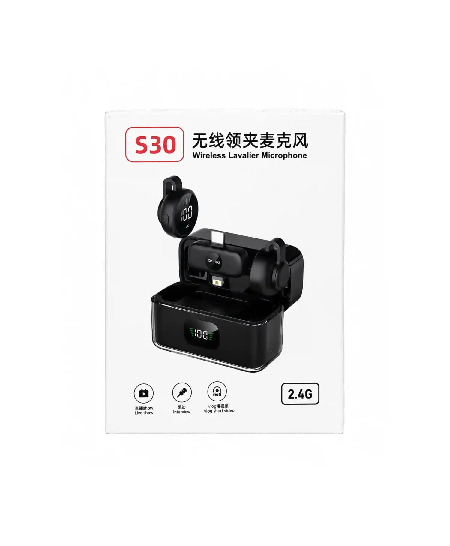 میکروفون بی سیم Type-C+Lightning مدل S30 — تصویر ۴