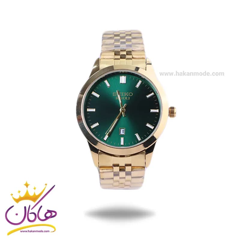 ساعت مچی سیکو مردانه فلزی طلایی صفحه سبز OS 9/62