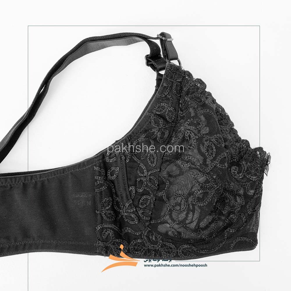 ست سایز بزرگ مشکی تورگاز فنردار برند نوشه پوش کد 49101 — تصویر ۵