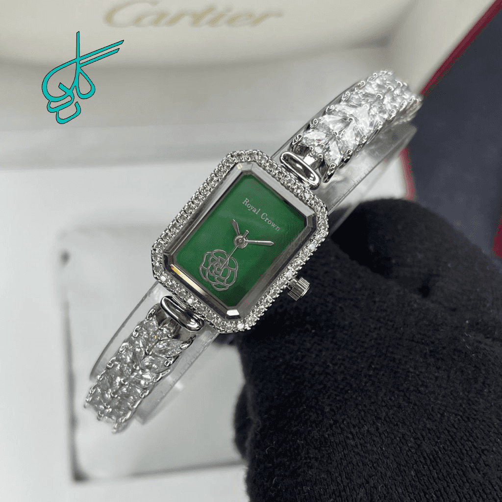 ساعت زنانه نگین دار رویال کرون کیفیت عالی موتور ژاپن رنگ ثابت کد1922276 — تصویر ۲