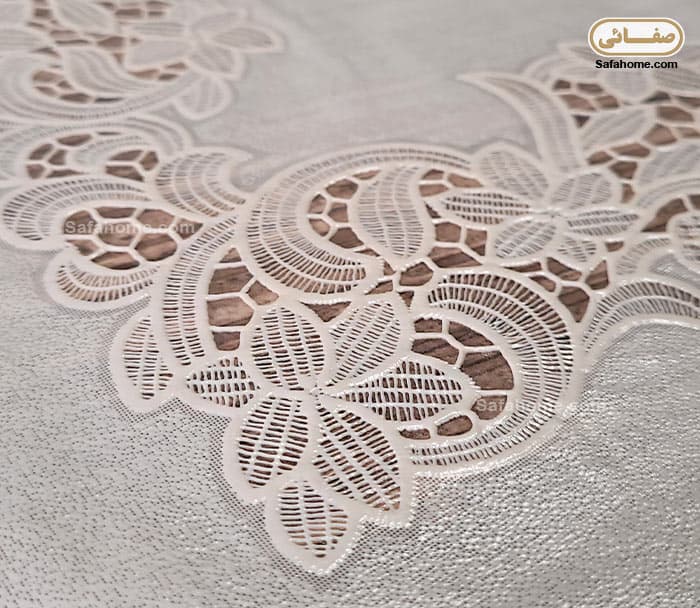 سفره گل برجسته حاشیه گیپور سفید — تصویر ۶