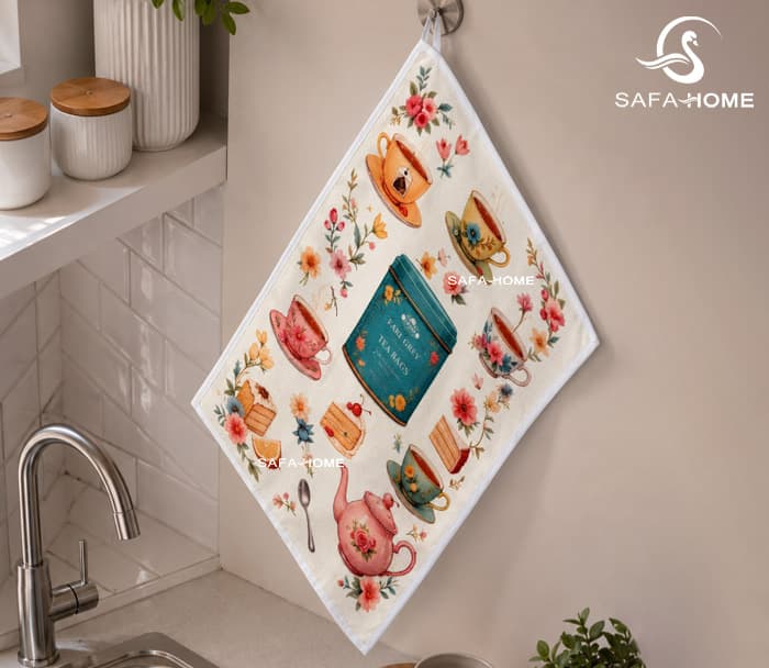 حوله آشپزخانه طرح فنجان سایز 40×48 صفاهوم
