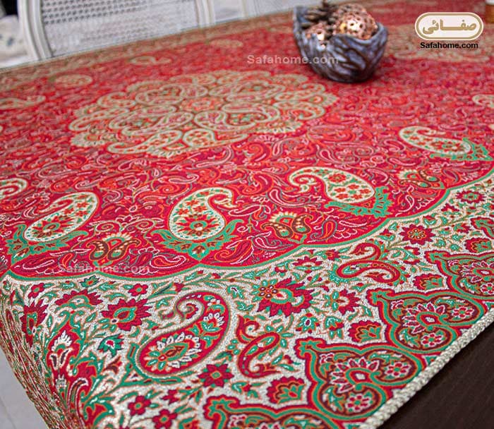 رومیزی مستطیل ترمه هاشمی کد 16 قرمز — تصویر ۳
