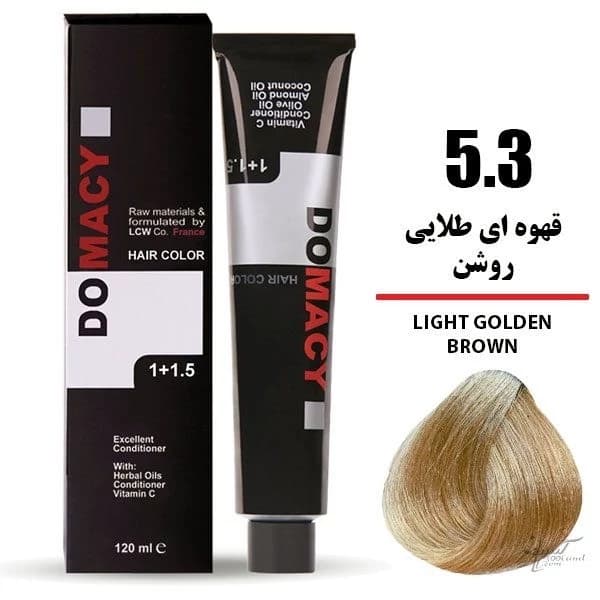 رنگ مو قهوه ای طلایی روشن دوماسی شماره 5.3 حجم 120 میلی لیتر — تصویر ۲