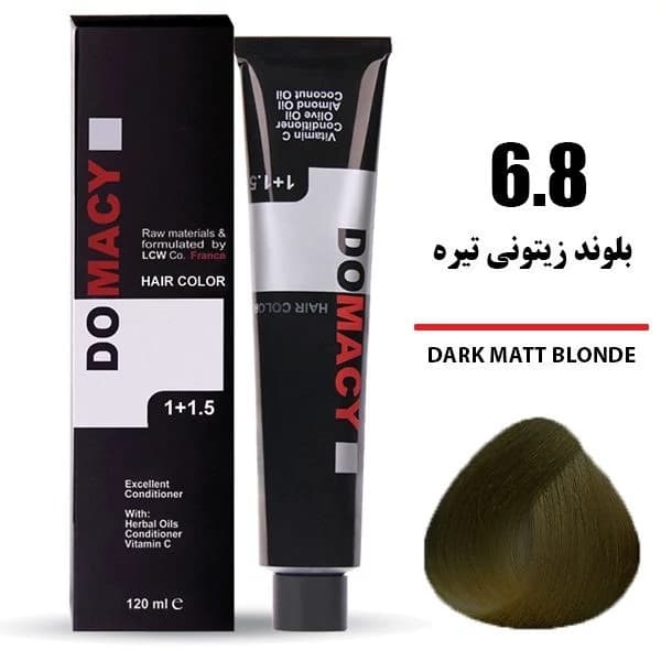 رنگ مو بلوند زیتونی تیره دوماسی شماره 6.8 حجم 120 میلی لیتر — تصویر ۲