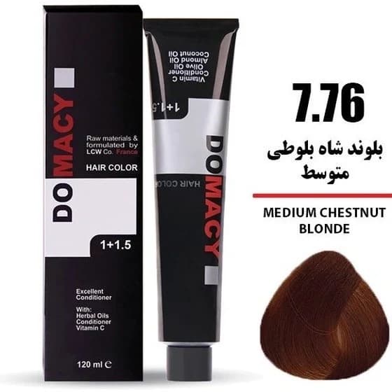 رنگ مو بلوند شاه بلوطی متوسط دوماسی شماره 7.76 حجم 120 میلی لیتر — تصویر ۲