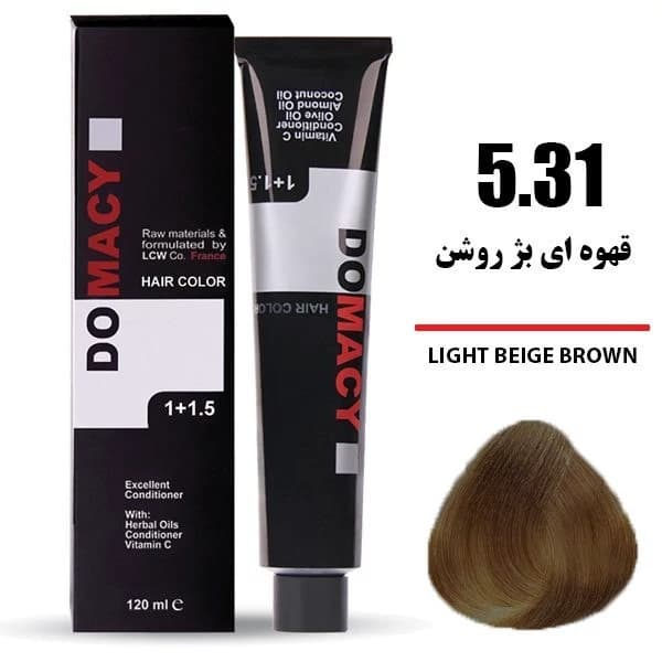 رنگ مو قهوه ای بژ روشن دوماسی شماره 5.31 حجم 120 میلی لیتر — تصویر ۲