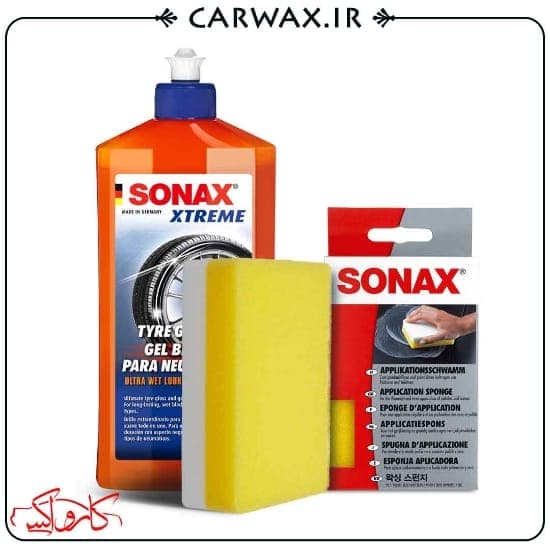 پک پد کاربردی اسفنجی و ژل براق کننده و مراقبت کننده تایر اکستریم سوناکس Sonax Application Sponge & GlanzGel Tire Gel Pack