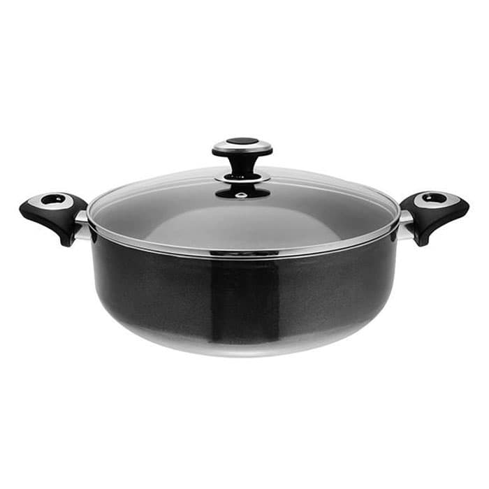 قابلمه کوتاه سایز 28 گرانیتا نوک مدادی با درب شیشه ای زرساب کد GT-428KG-B