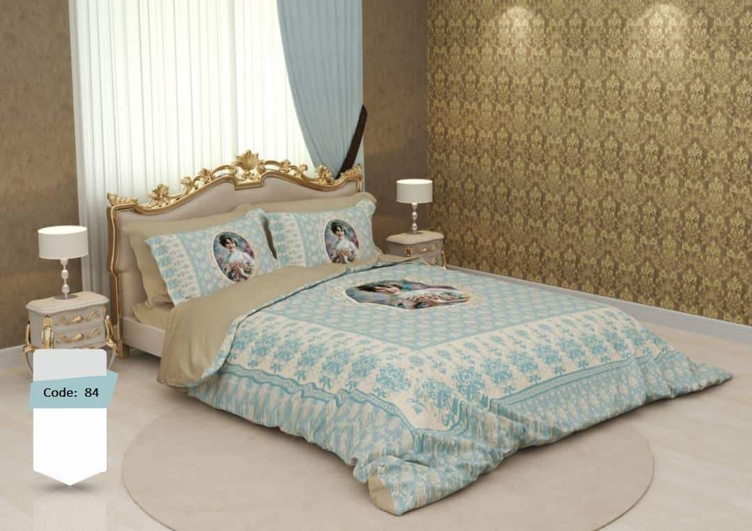 سرویس لحاف روتختی کلاسیک آبی کرم – کد 84