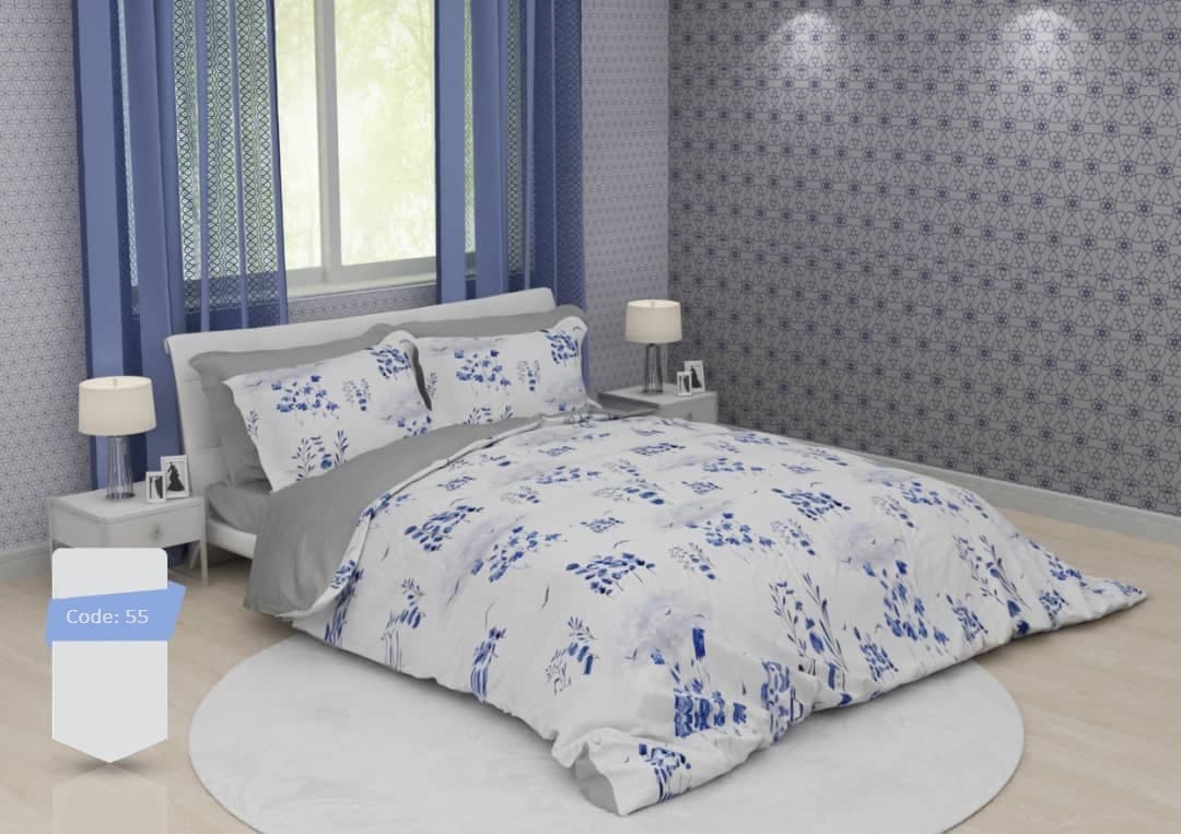 سرویس لحاف روتختی کلاسیک سفید طوسی – کد 55