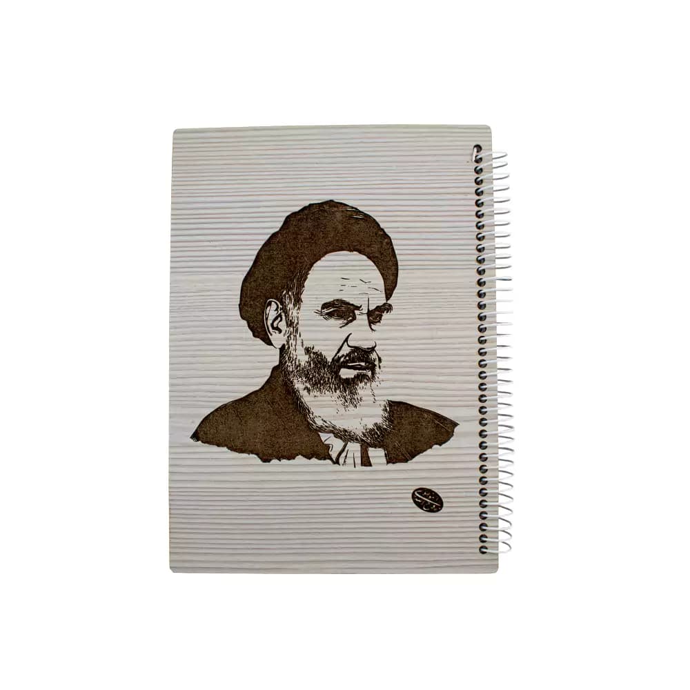 دفتر 70 برگ تک خط فنری جلد چوبی طرح شهدا هیرون — تصویر ۳