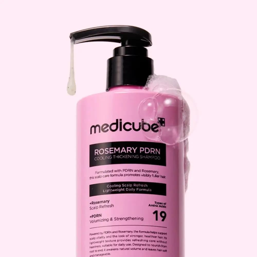 شامپو حجم دهنده، ضد ریزش و ترمیم کننده رزماری و PDRN مدی کیوب Medicube حجم 400 میل — تصویر ۳